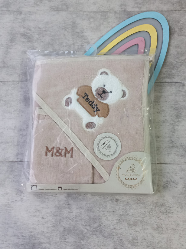 ست حوله کلاه دار و لیف برند m&m