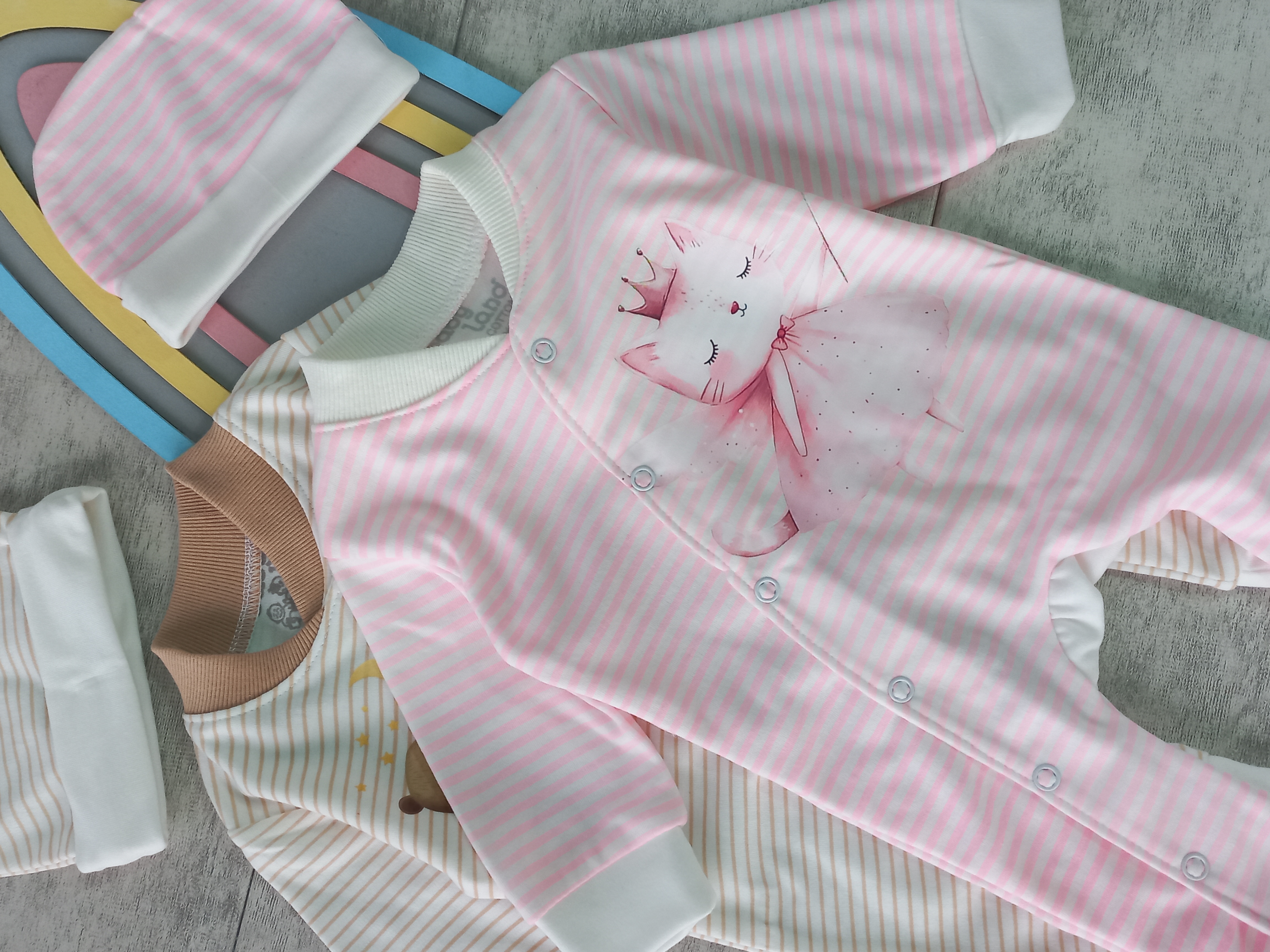 ست سرهمی و کلاه دخترانه و پسرانه برند Baby land
