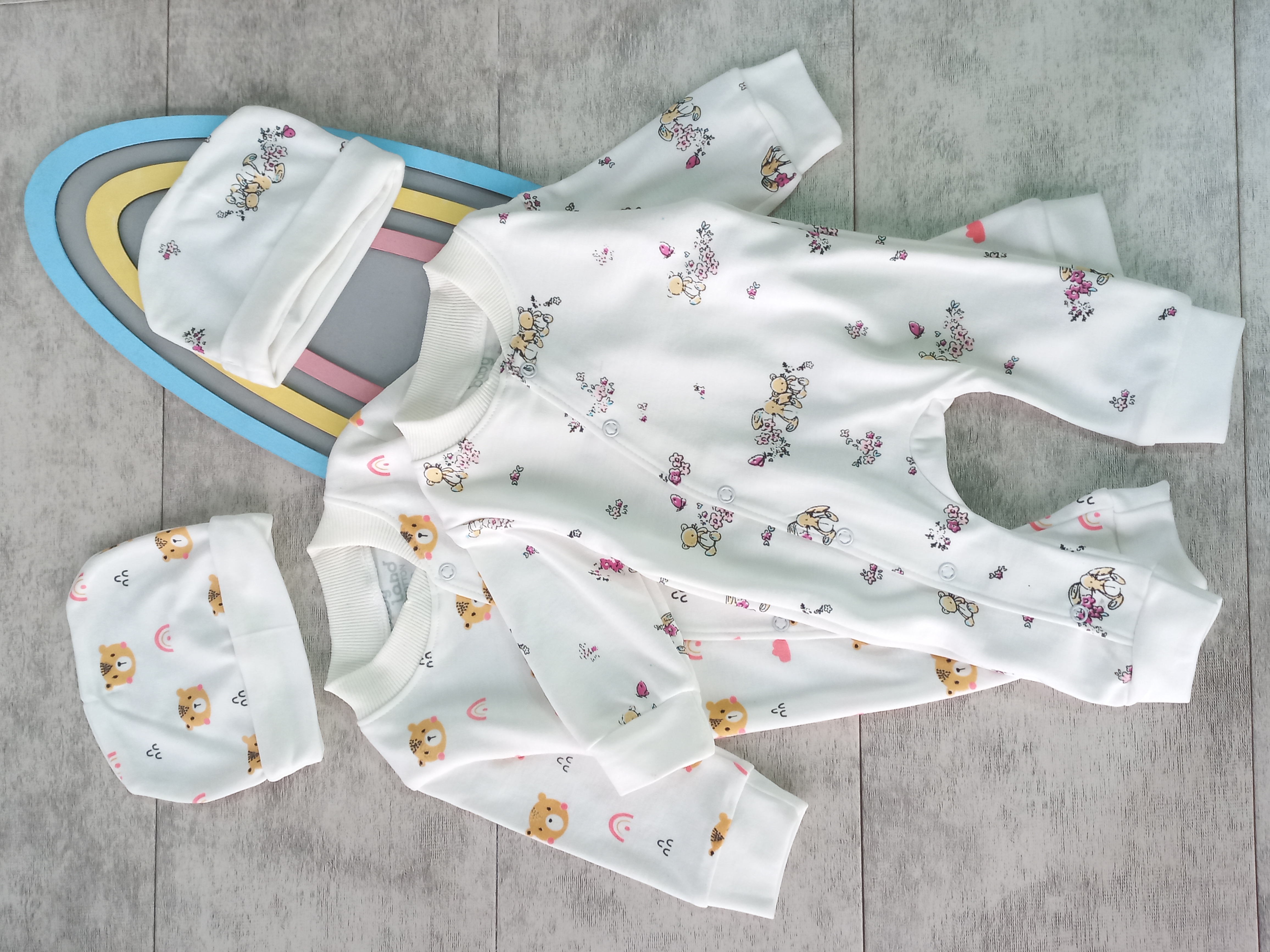 ست سرهمی و کلاه دخترانه برند baby  land